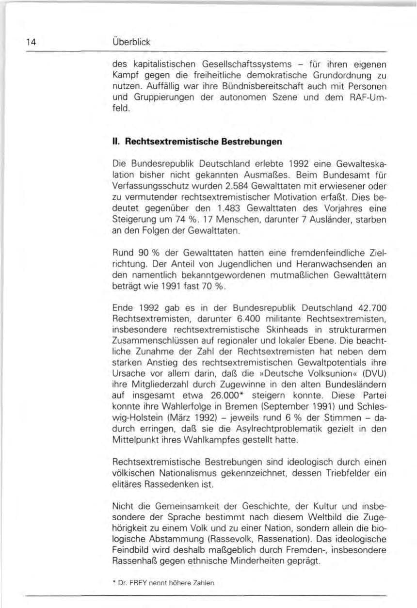 Seite 14 des Verfassungsschutzbericht 1992 Bund