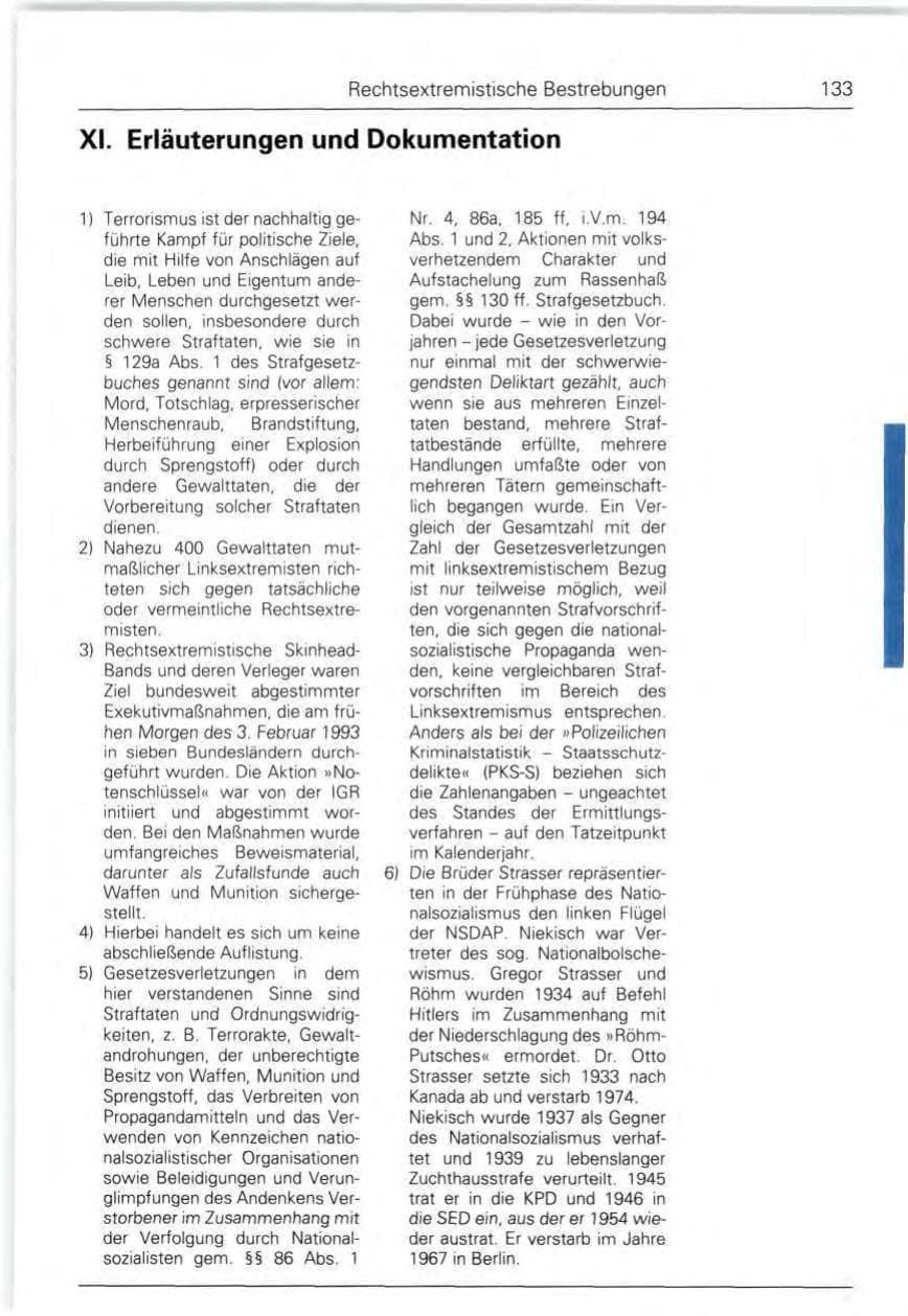 Seite 133 des Verfassungsschutzbericht 1992 Bund