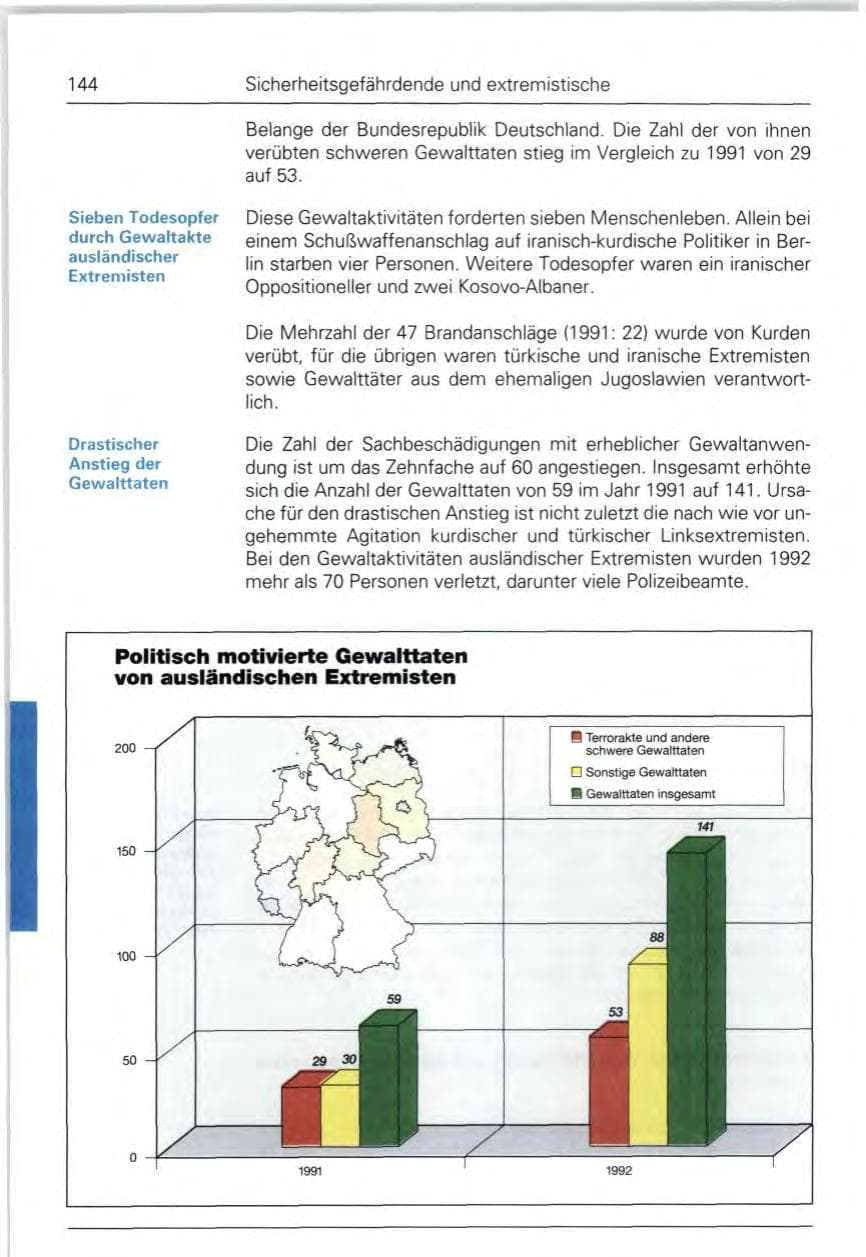 Seite 144 des Verfassungsschutzbericht 1992 Bund