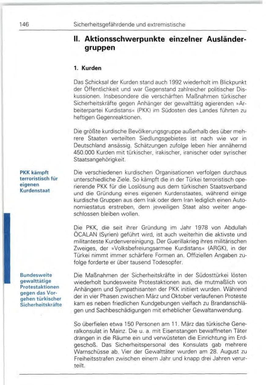 Seite 146 des Verfassungsschutzbericht 1992 Bund