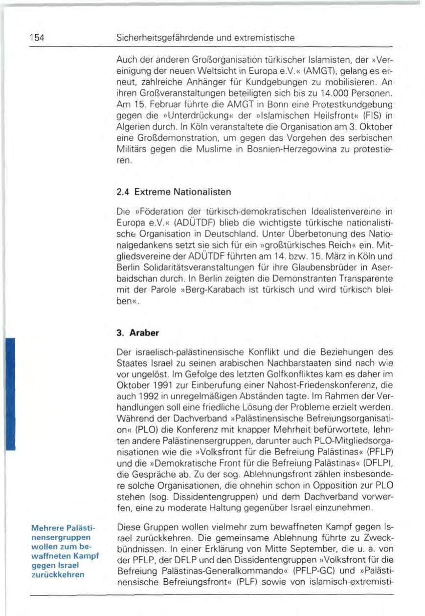 Seite 154 des Verfassungsschutzbericht 1992 Bund