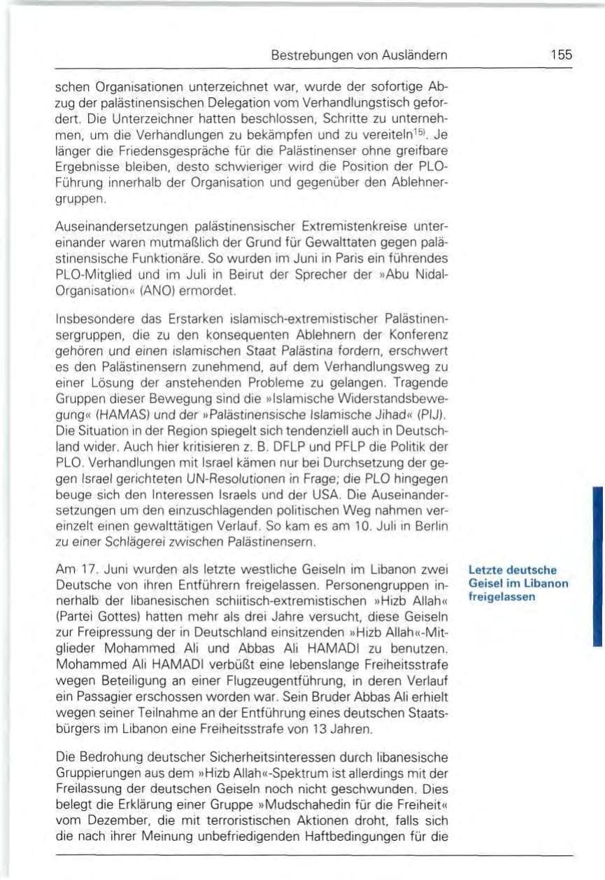 Seite 155 des Verfassungsschutzbericht 1992 Bund