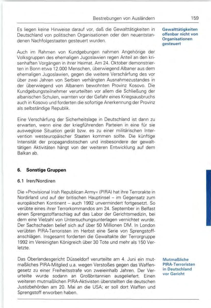 Seite 159 des Verfassungsschutzbericht 1992 Bund