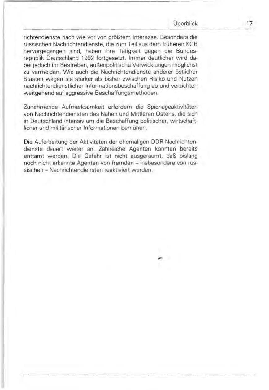 Seite 17 des Verfassungsschutzbericht 1992 Bund
