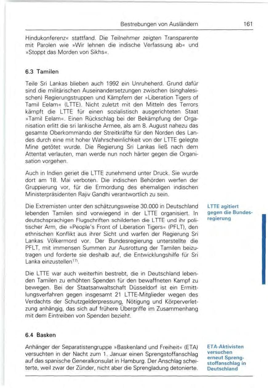 Seite 161 des Verfassungsschutzbericht 1992 Bund