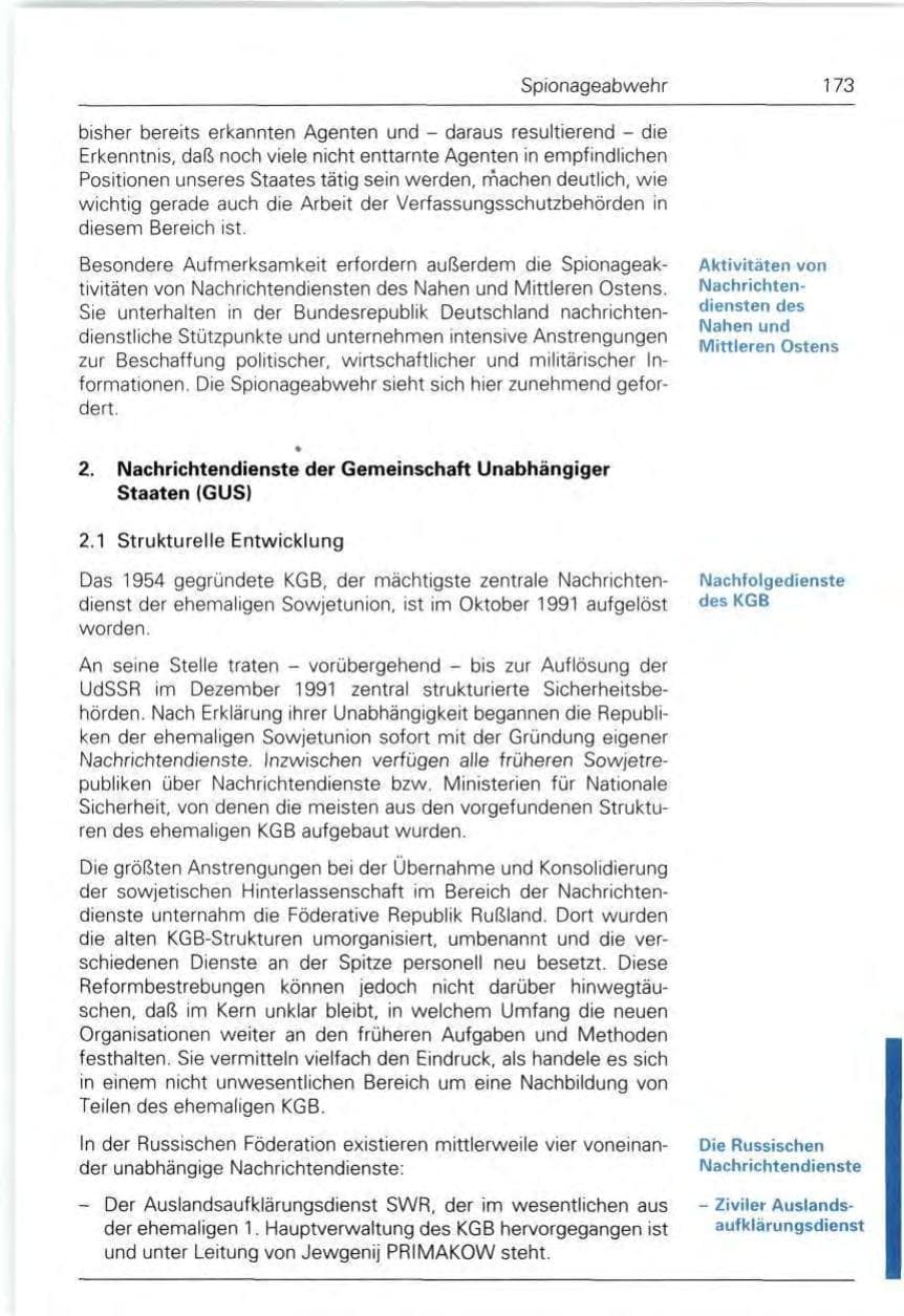 Seite 173 des Verfassungsschutzbericht 1992 Bund