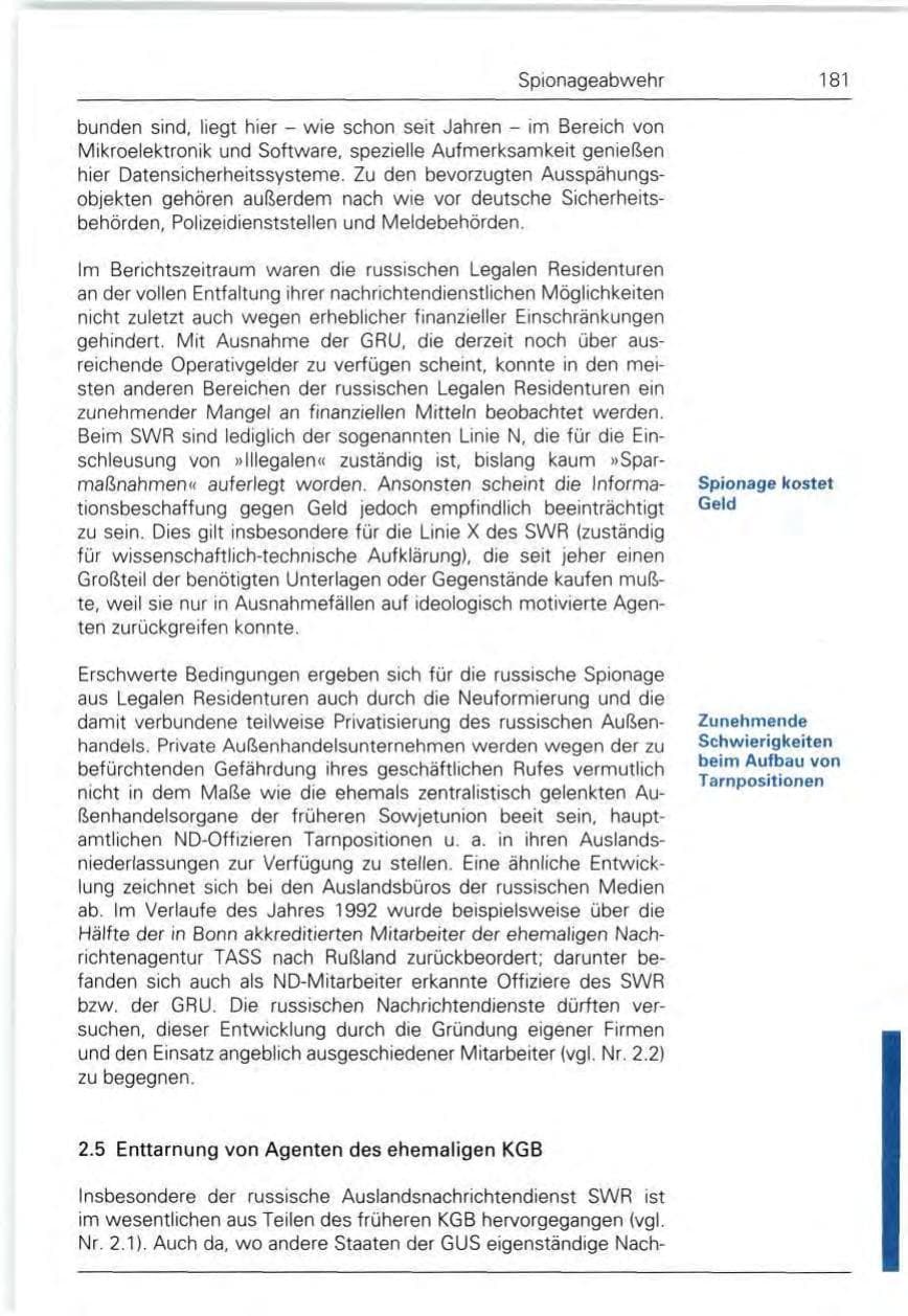 Seite 181 des Verfassungsschutzbericht 1992 Bund