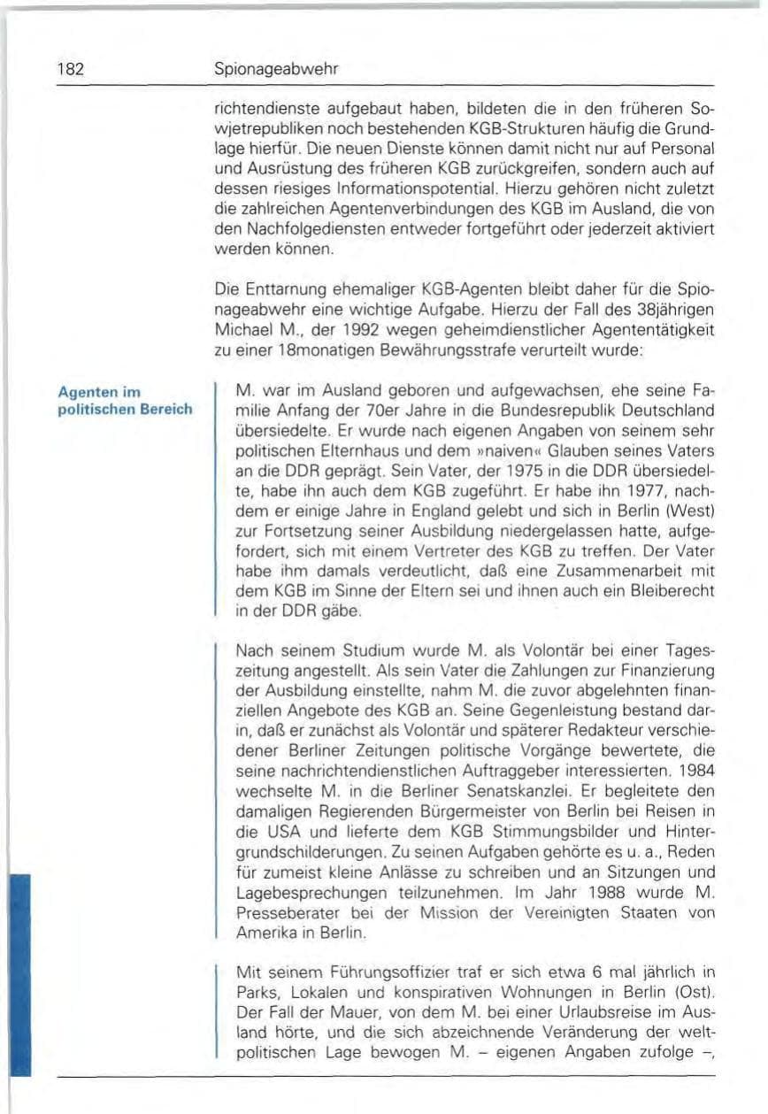 Seite 182 des Verfassungsschutzbericht 1992 Bund