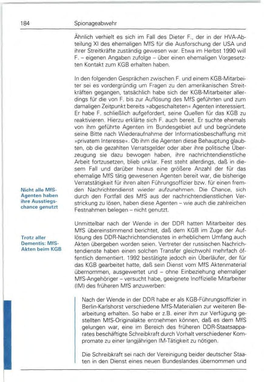 Seite 184 des Verfassungsschutzbericht 1992 Bund