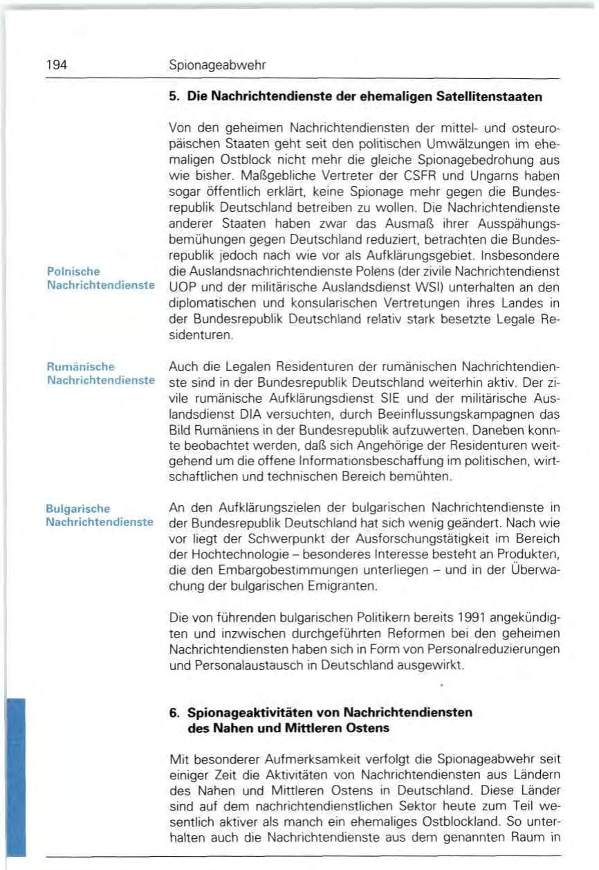 Seite 194 des Verfassungsschutzbericht 1992 Bund