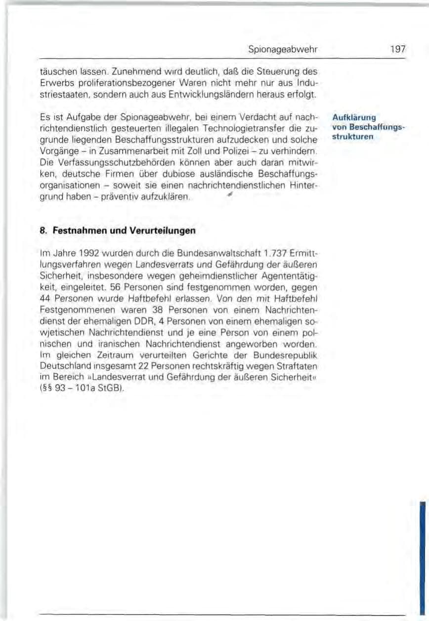 Seite 197 des Verfassungsschutzbericht 1992 Bund