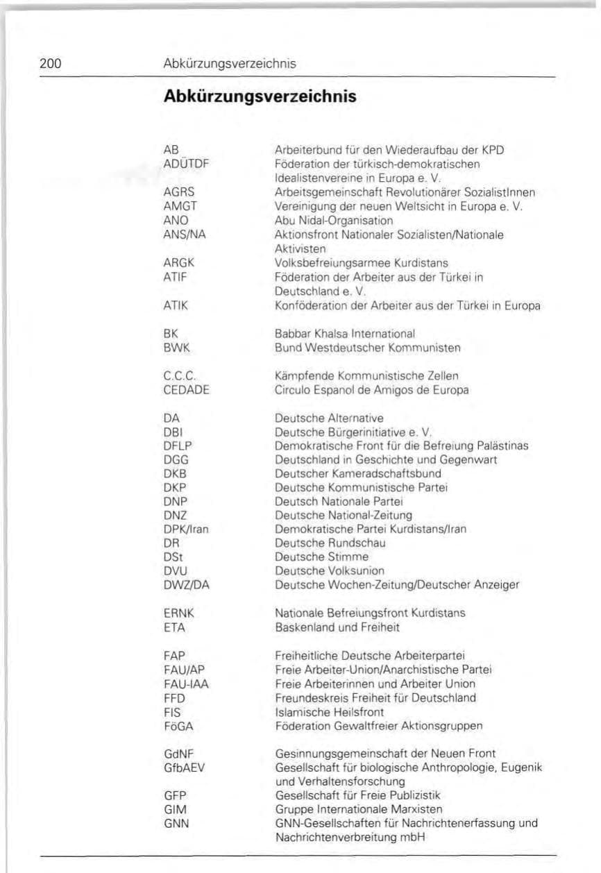 Seite 200 des Verfassungsschutzbericht 1992 Bund