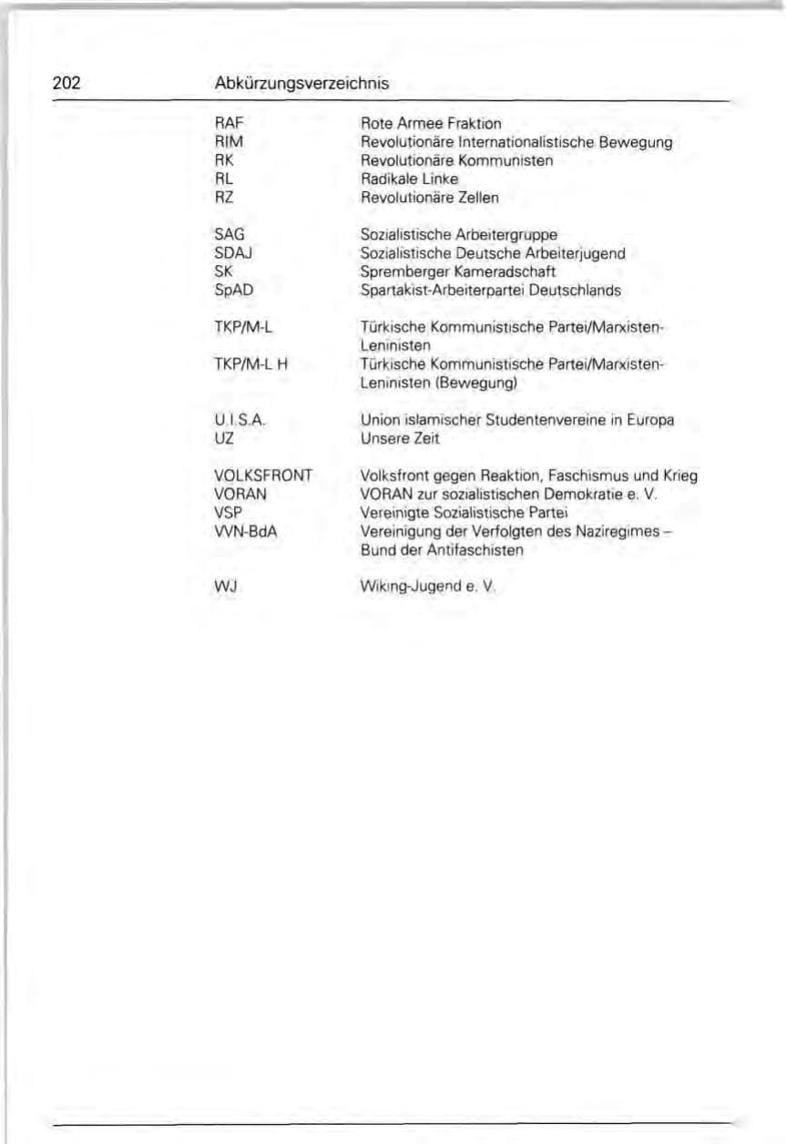 Seite 202 des Verfassungsschutzbericht 1992 Bund