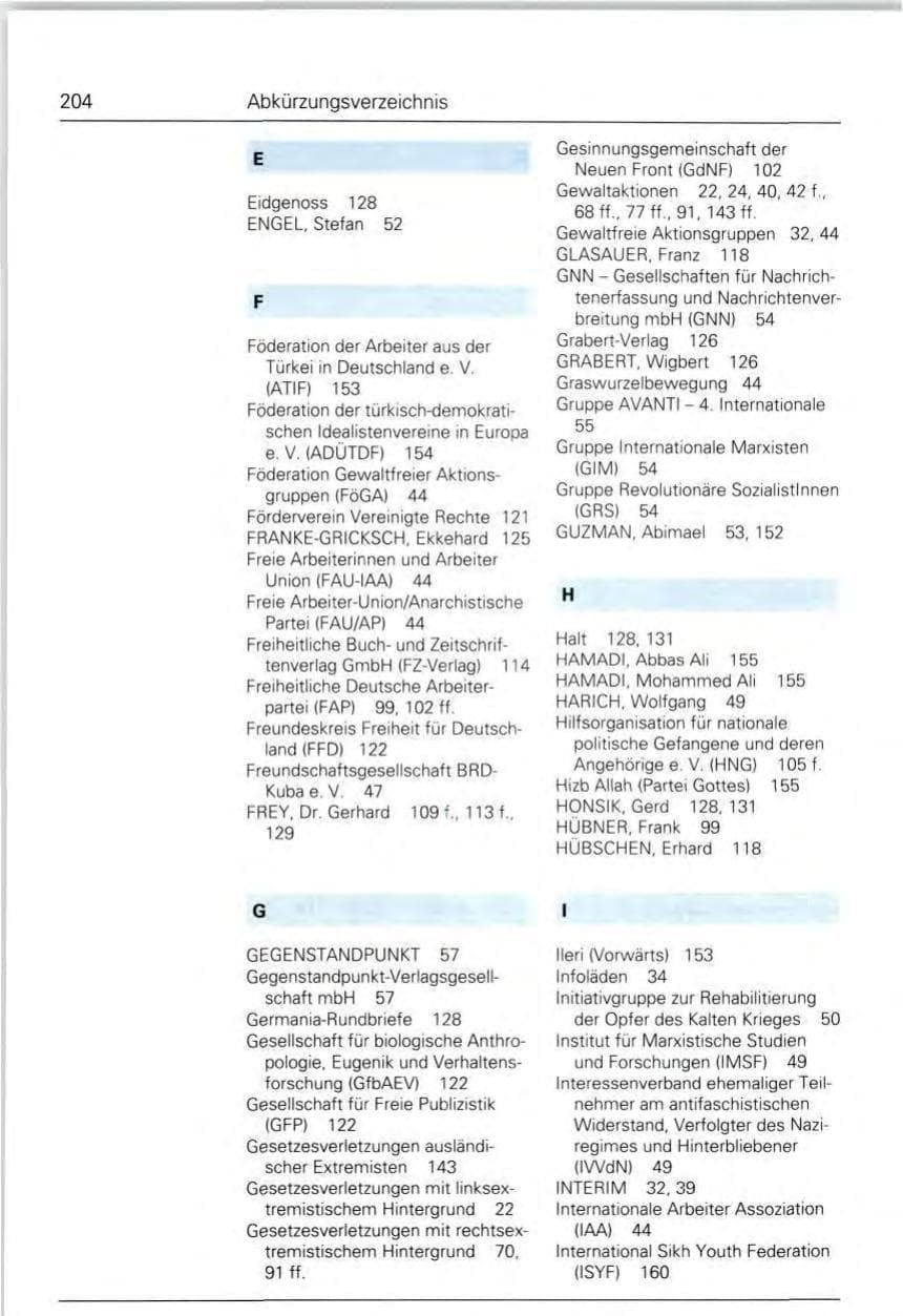 Seite 204 des Verfassungsschutzbericht 1992 Bund