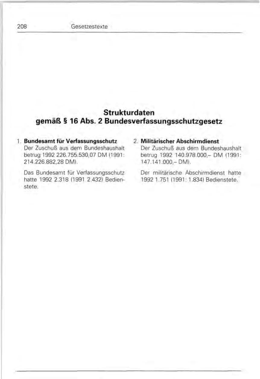 Seite 208 des Verfassungsschutzbericht 1992 Bund