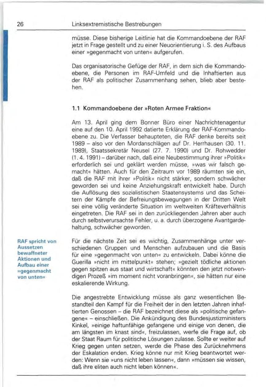 Seite 26 des Verfassungsschutzbericht 1992 Bund