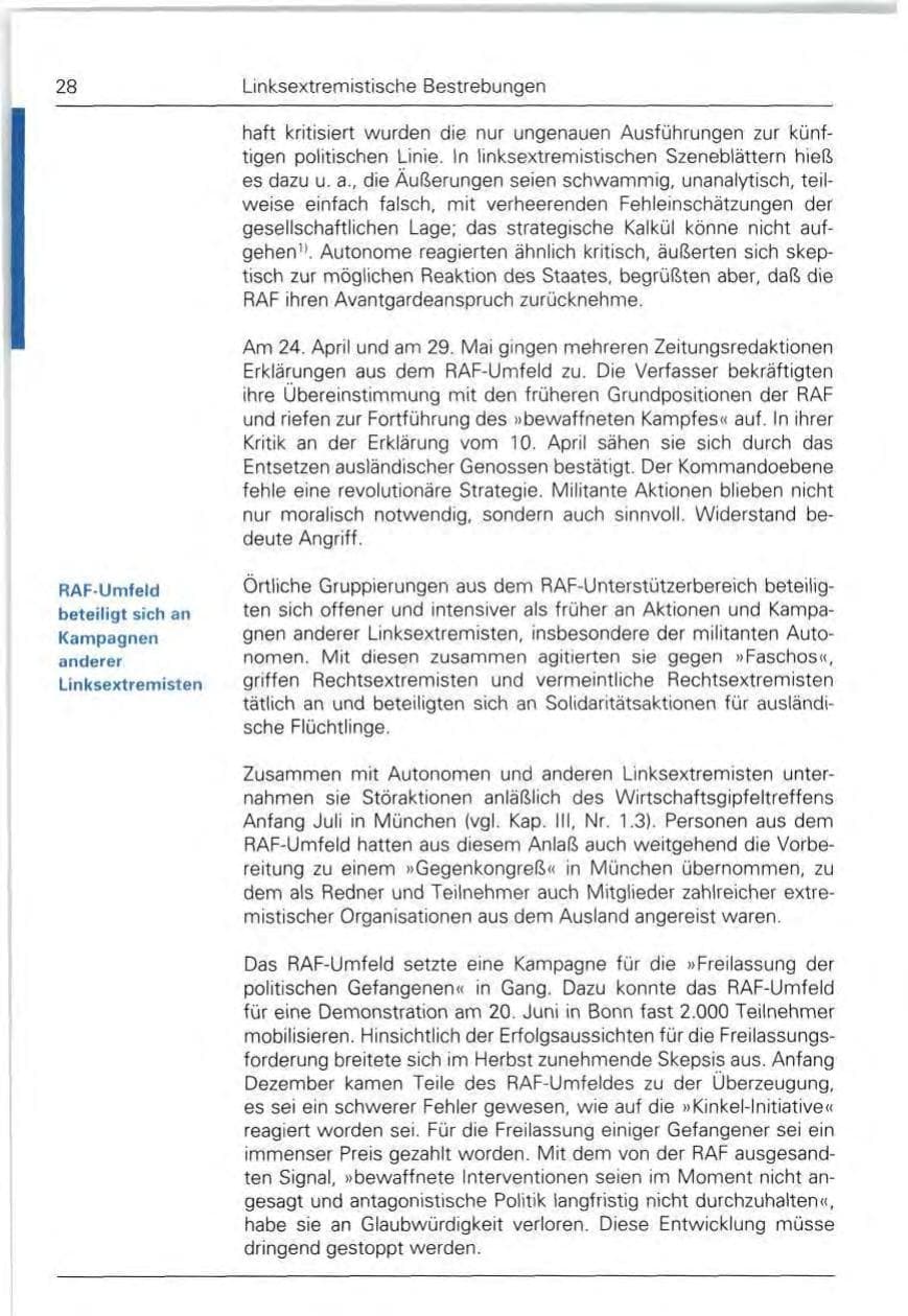 Seite 28 des Verfassungsschutzbericht 1992 Bund