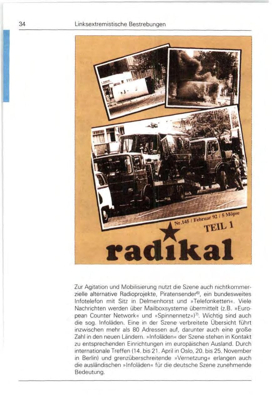 Seite 34 des Verfassungsschutzbericht 1992 Bund
