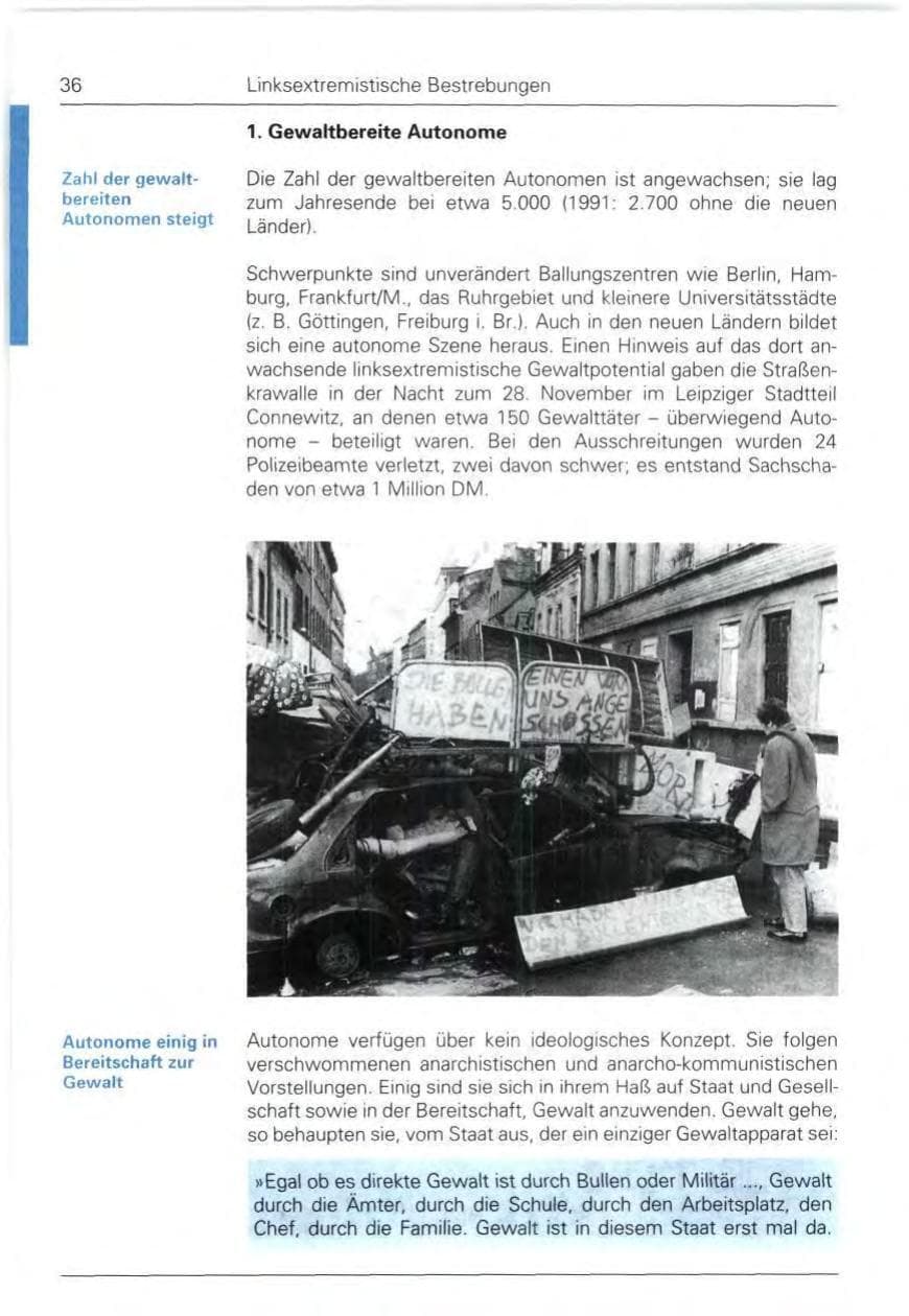 Seite 36 des Verfassungsschutzbericht 1992 Bund