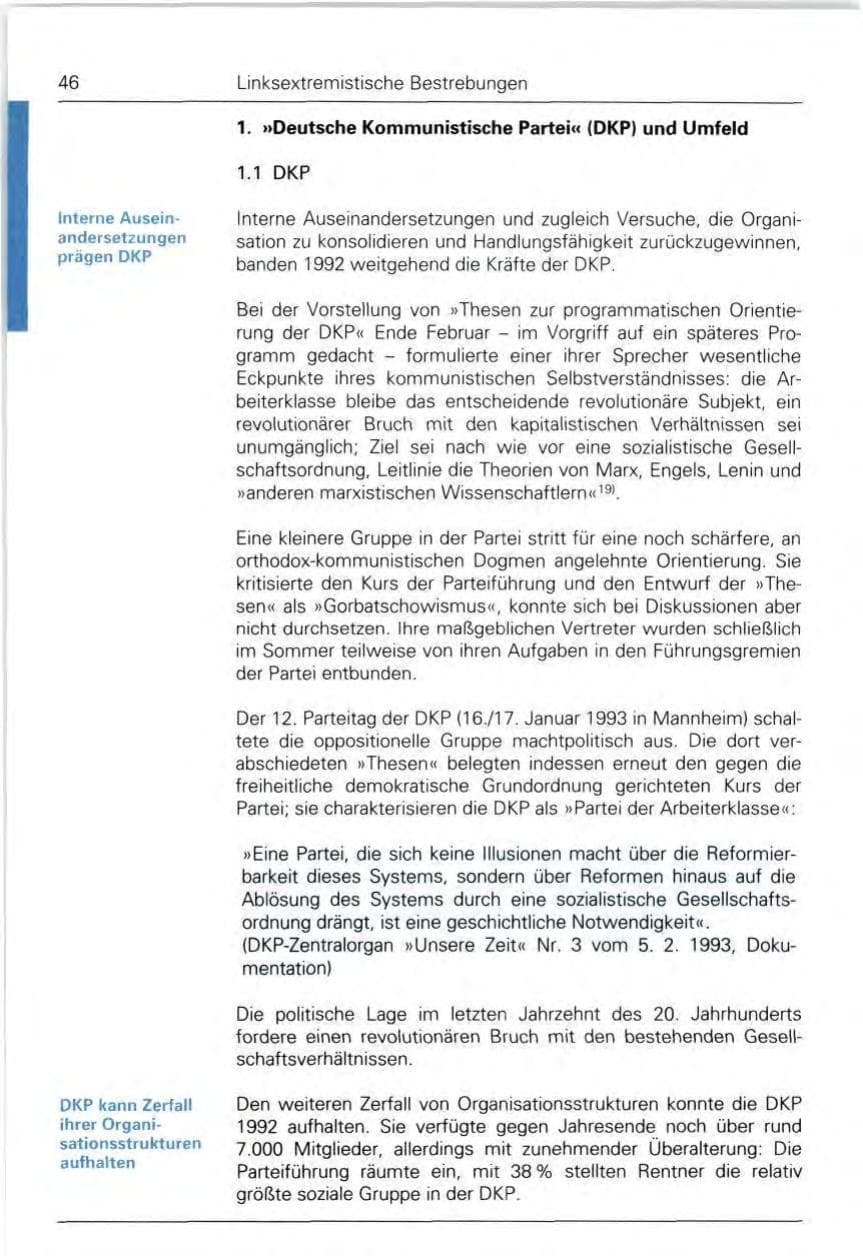 Seite 46 des Verfassungsschutzbericht 1992 Bund