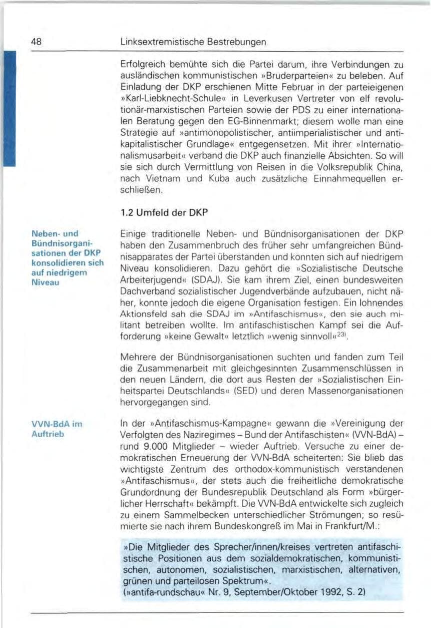 Seite 48 des Verfassungsschutzbericht 1992 Bund