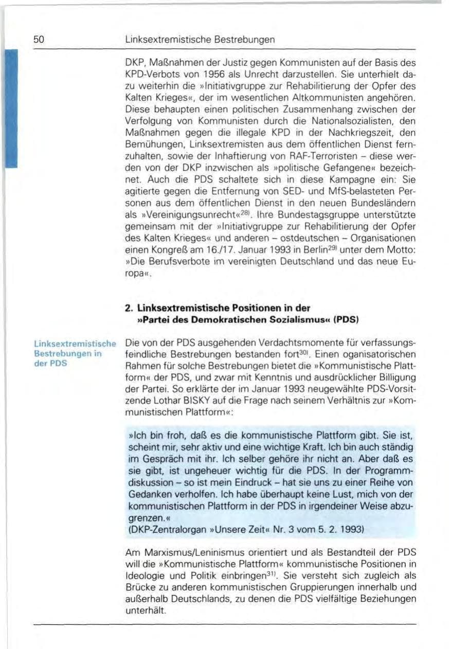 Seite 50 des Verfassungsschutzbericht 1992 Bund