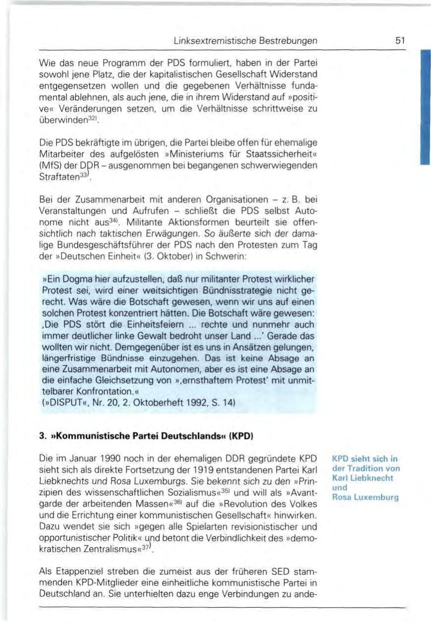 Seite 51 des Verfassungsschutzbericht 1992 Bund