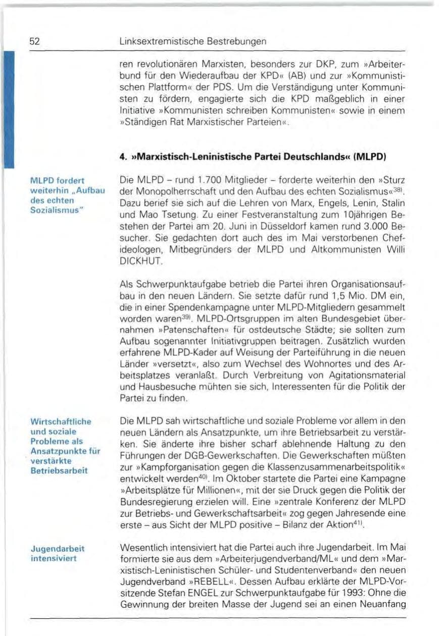 Seite 52 des Verfassungsschutzbericht 1992 Bund