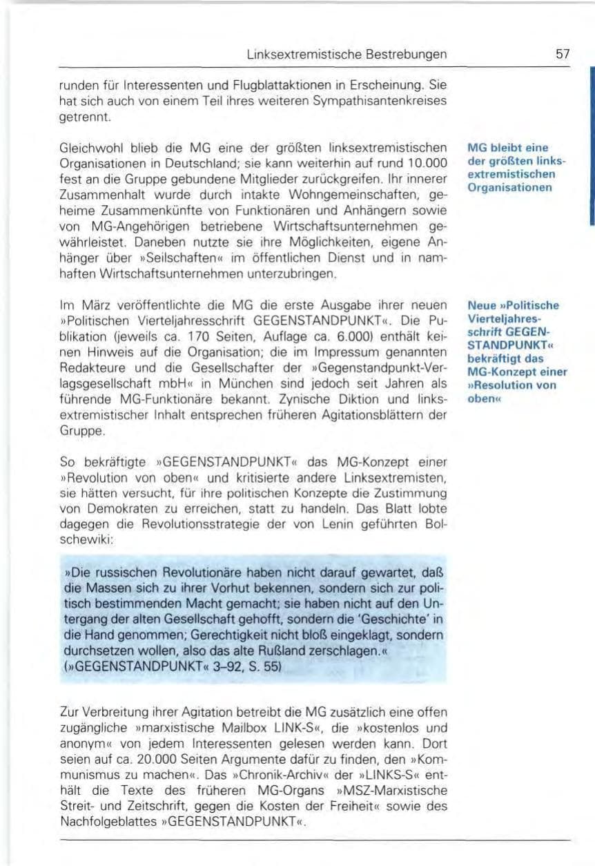 Seite 57 des Verfassungsschutzbericht 1992 Bund