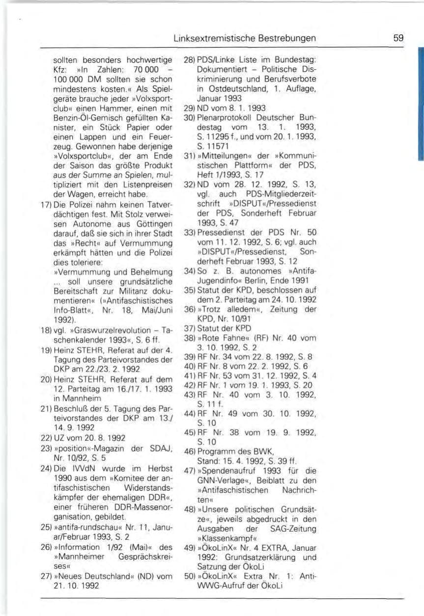 Seite 59 des Verfassungsschutzbericht 1992 Bund