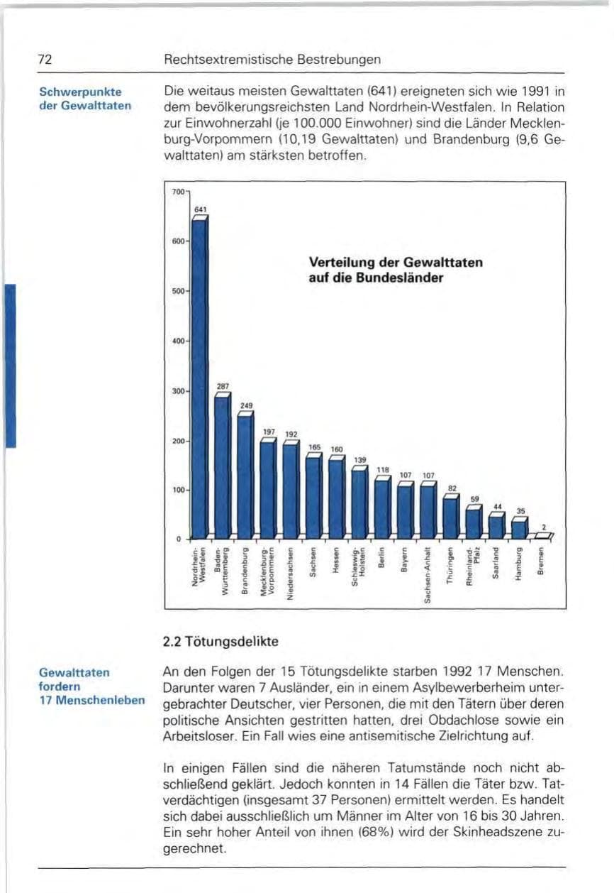 Seite 72 des Verfassungsschutzbericht 1992 Bund