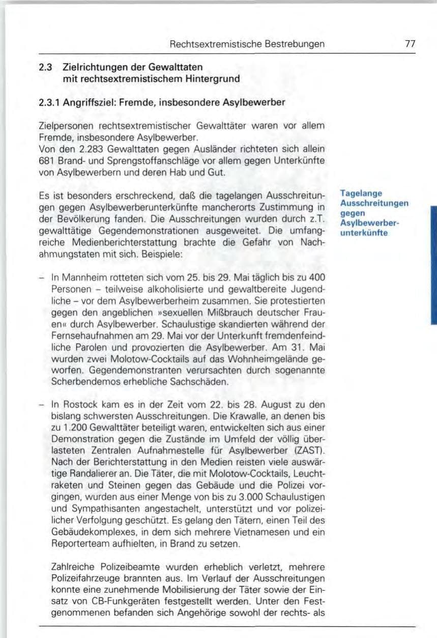 Seite 77 des Verfassungsschutzbericht 1992 Bund