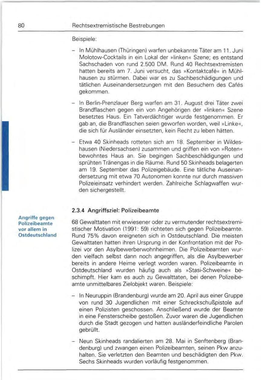 Seite 80 des Verfassungsschutzbericht 1992 Bund