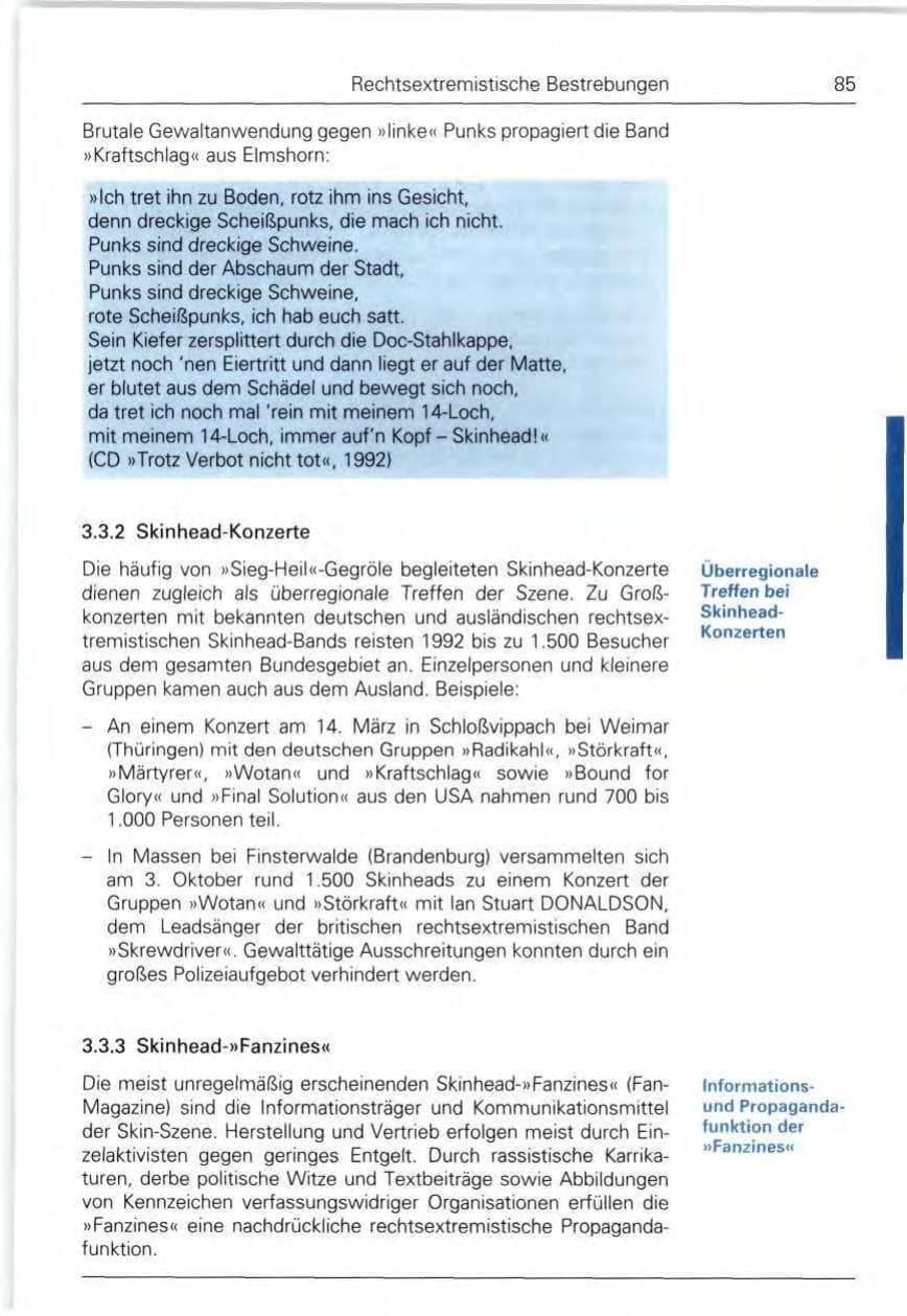 Seite 85 des Verfassungsschutzbericht 1992 Bund
