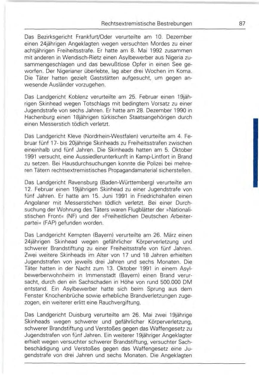 Seite 87 des Verfassungsschutzbericht 1992 Bund