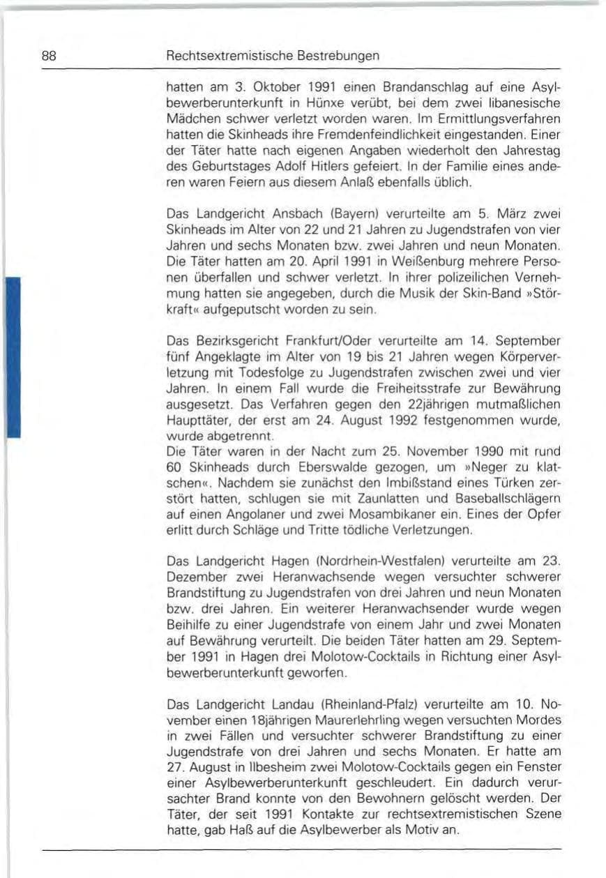 Seite 88 des Verfassungsschutzbericht 1992 Bund