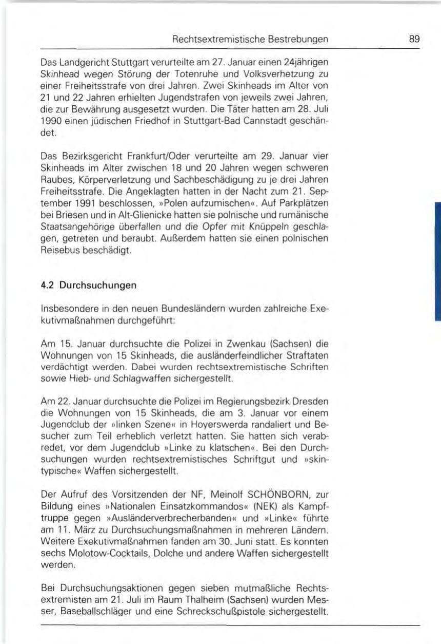 Seite 89 des Verfassungsschutzbericht 1992 Bund