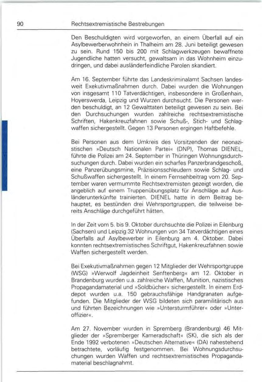 Seite 90 des Verfassungsschutzbericht 1992 Bund