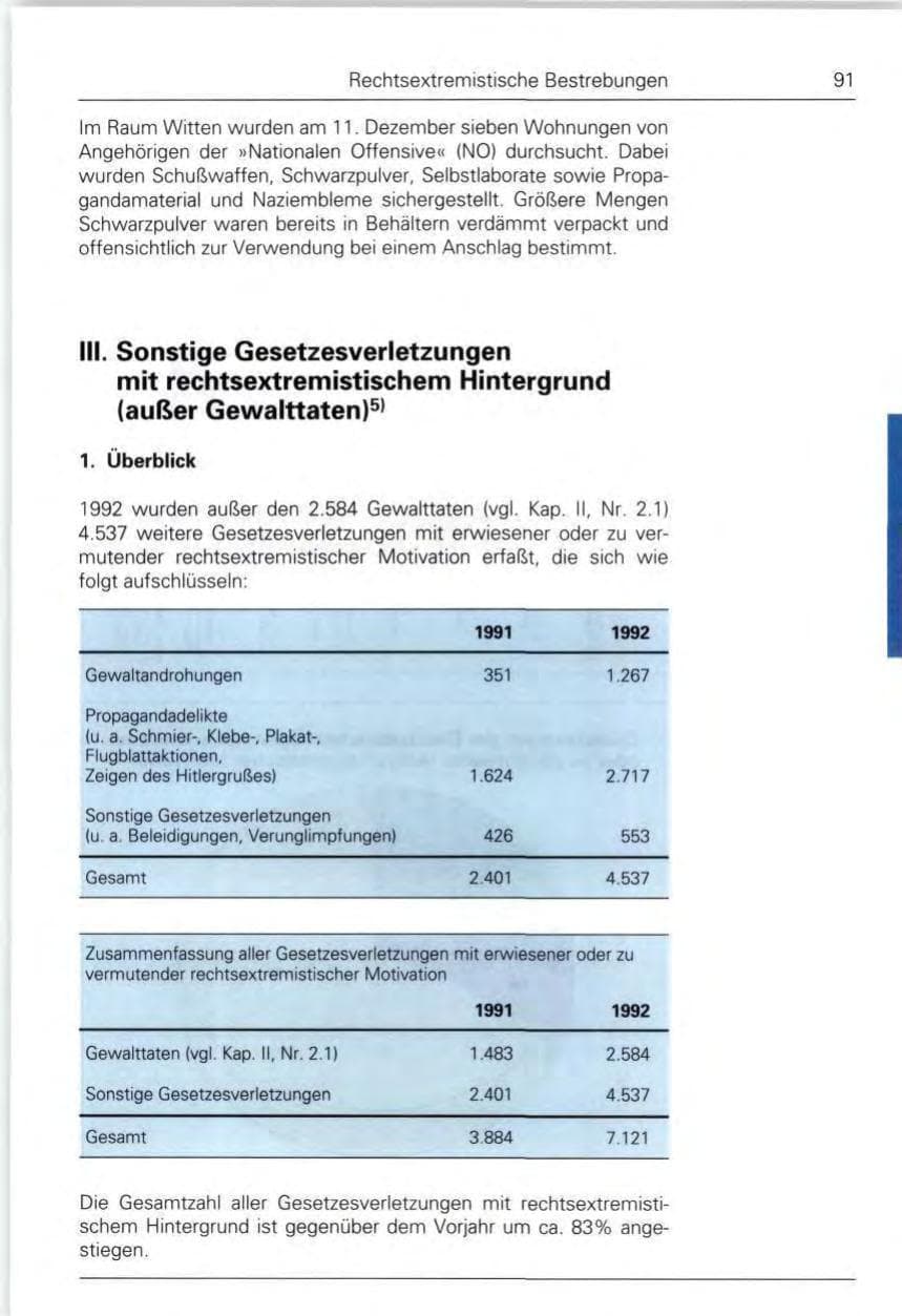 Seite 91 des Verfassungsschutzbericht 1992 Bund