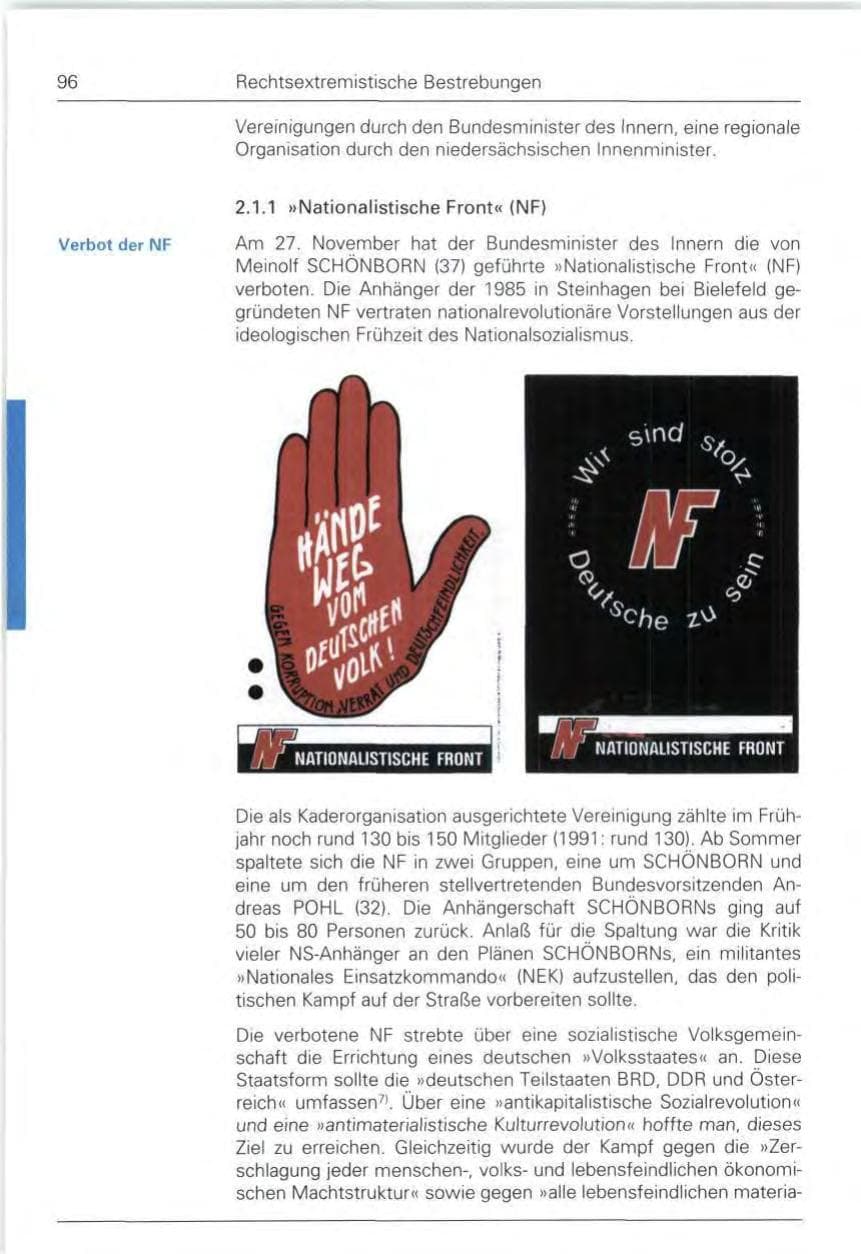 Seite 96 des Verfassungsschutzbericht 1992 Bund