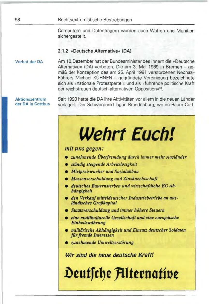 Seite 98 des Verfassungsschutzbericht 1992 Bund
