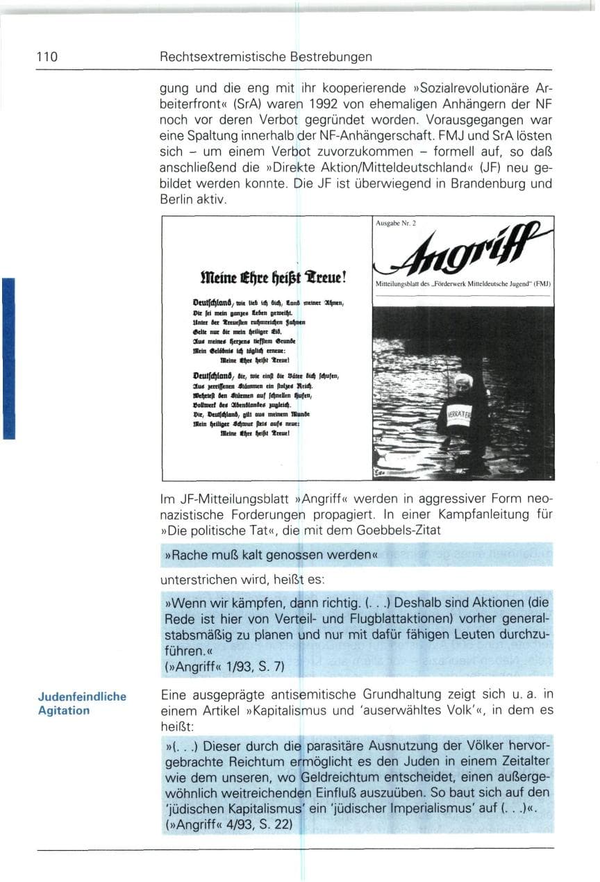 Seite 110 des Verfassungsschutzbericht 1993 Bund