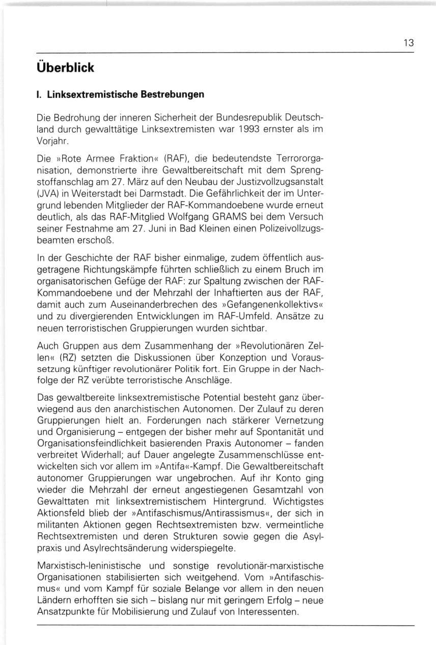 Seite 13 des Verfassungsschutzbericht 1993 Bund