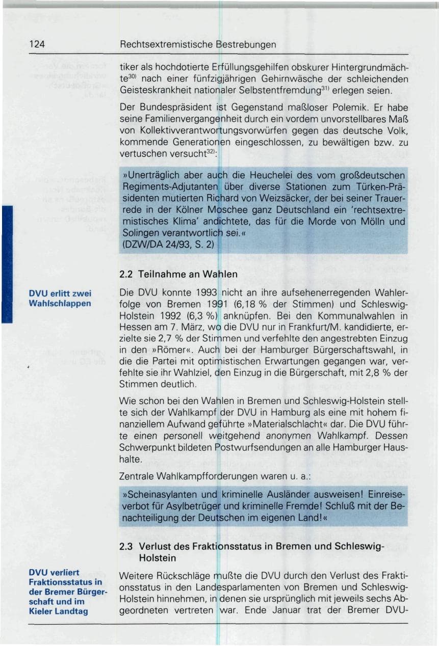 Seite 124 des Verfassungsschutzbericht 1993 Bund