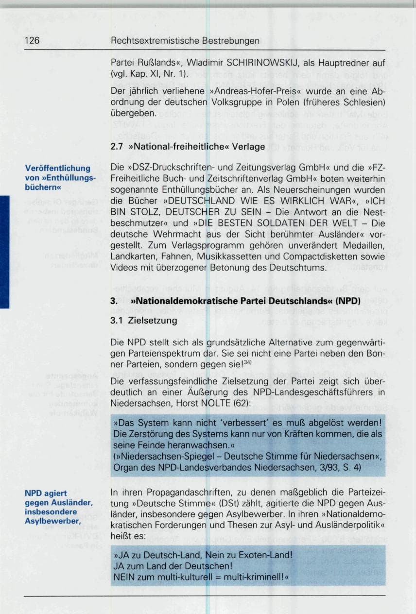 Seite 126 des Verfassungsschutzbericht 1993 Bund