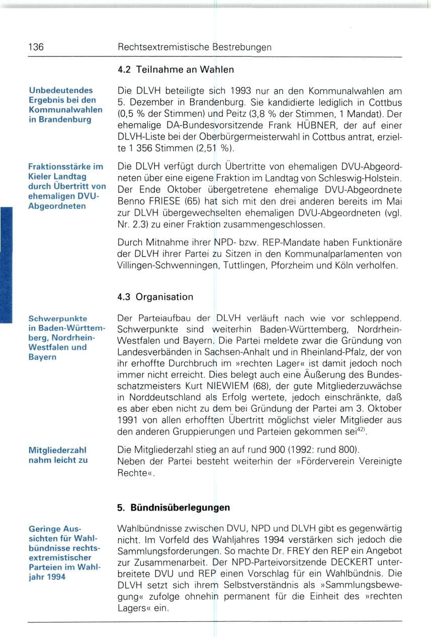 Seite 136 des Verfassungsschutzbericht 1993 Bund