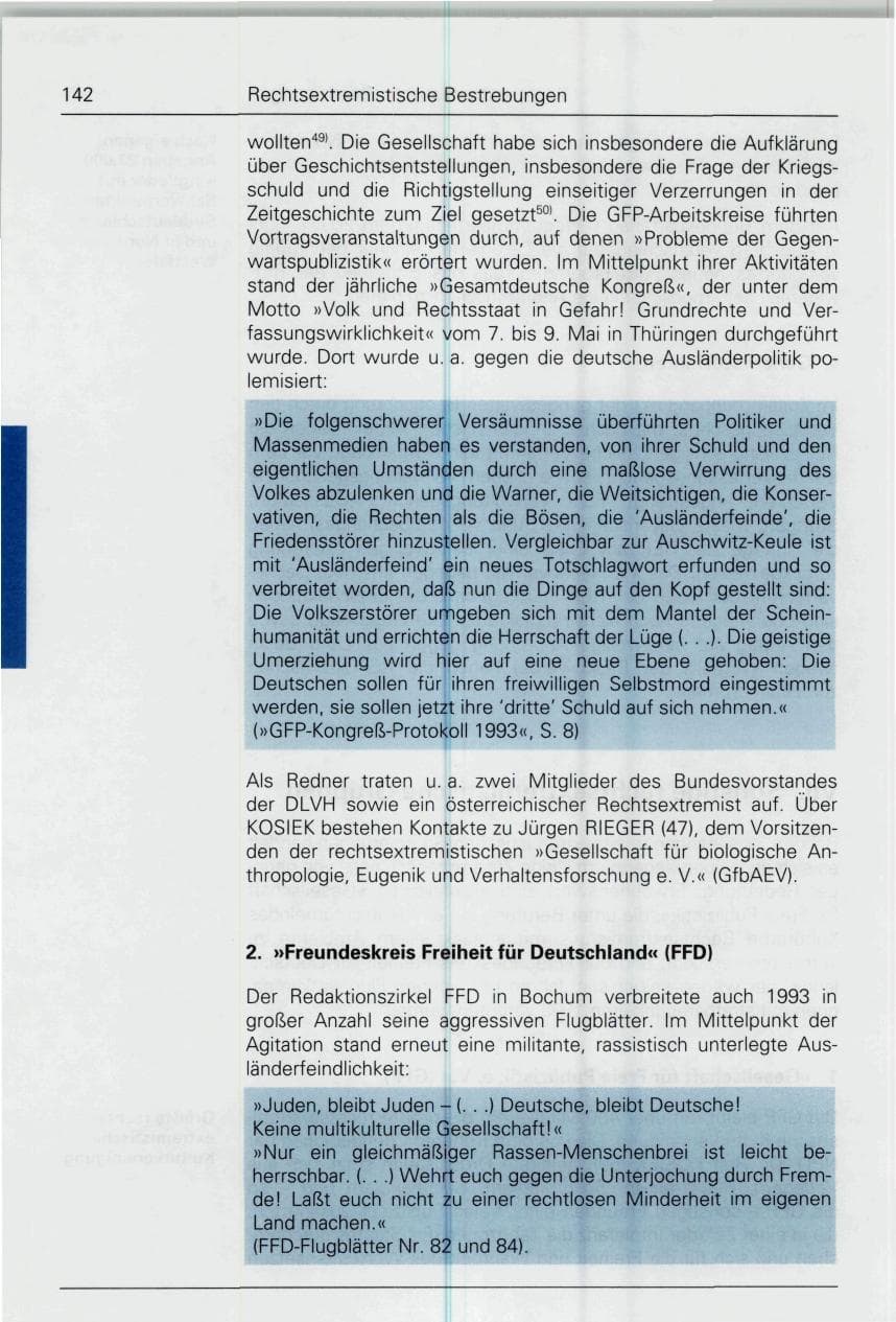 Seite 142 des Verfassungsschutzbericht 1993 Bund
