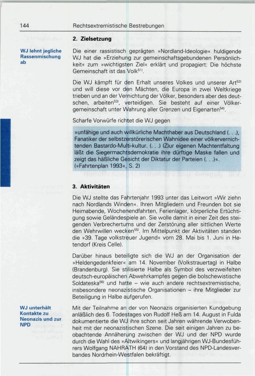 Seite 144 des Verfassungsschutzbericht 1993 Bund
