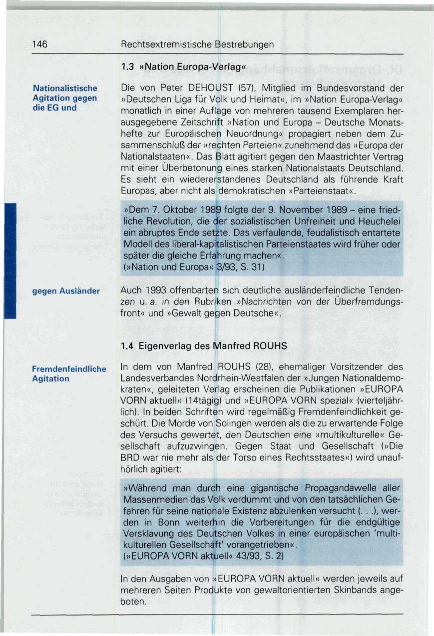 Seite 146 des Verfassungsschutzbericht 1993 Bund