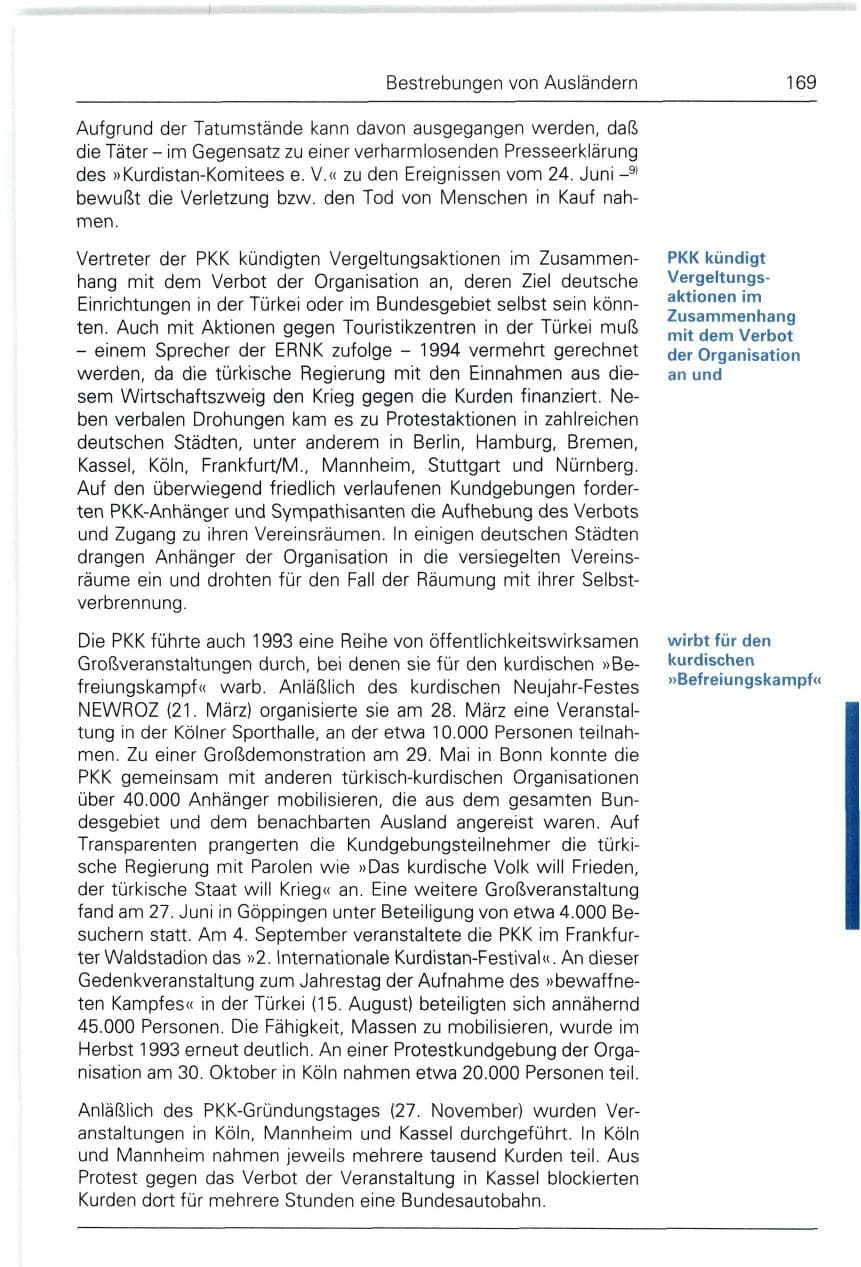 Seite 169 des Verfassungsschutzbericht 1993 Bund